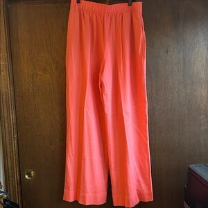 American tall Bright Coral Wide-Leg Linen blend Pants